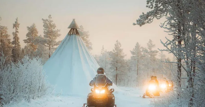 Snowmobiling, Reindeer Farm Visit and lunch — snowmobile tour in Rovaniemi