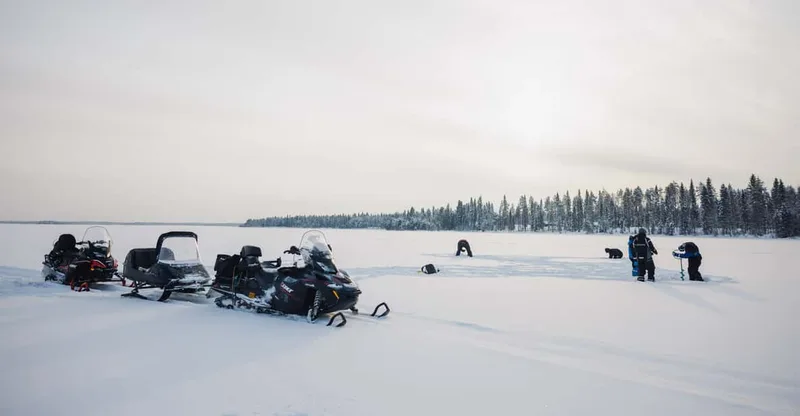 Ice Fishing & Snowmobile Safari Combo Day — snowmobile tour in Rovaniemi