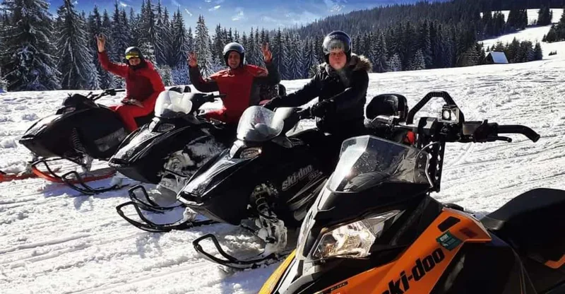 From Krakow: Snowmobile, Zakopane & Chochołowskie Baths — snowmobile tour in Zakopane